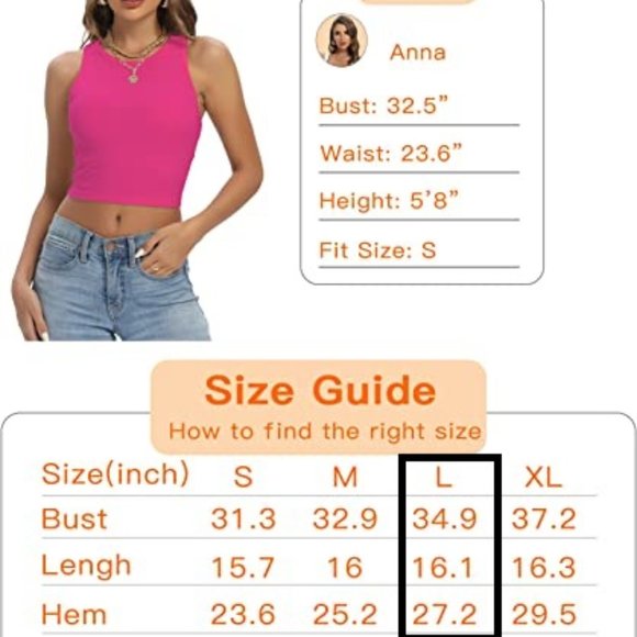 NEW 2pcs Ribbed Crop Sleeveless Tops - Size L - Picture 10 of 12